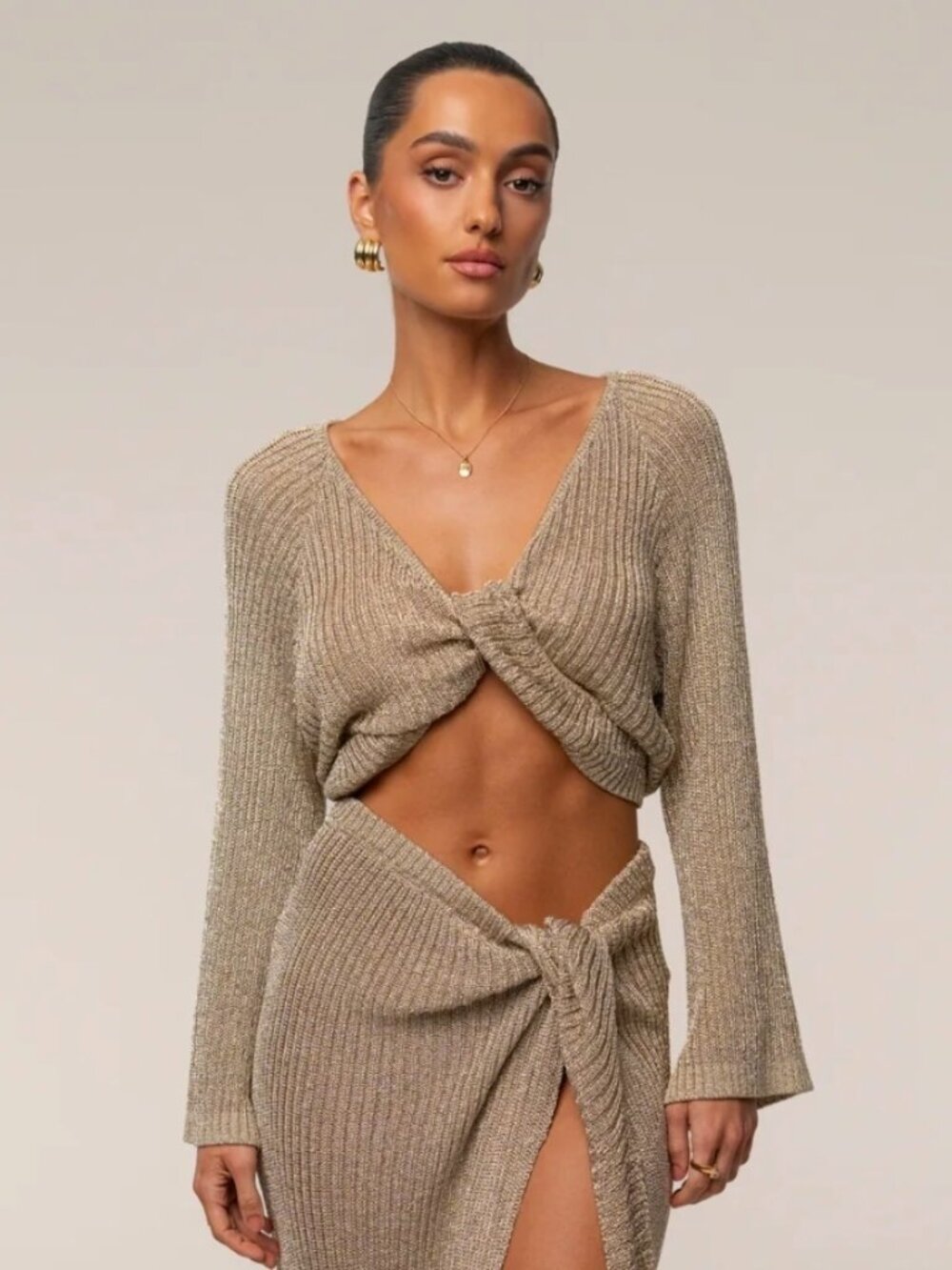 NWT JLUXLABEL Gold Luminous Metallic Tie Top (XL)